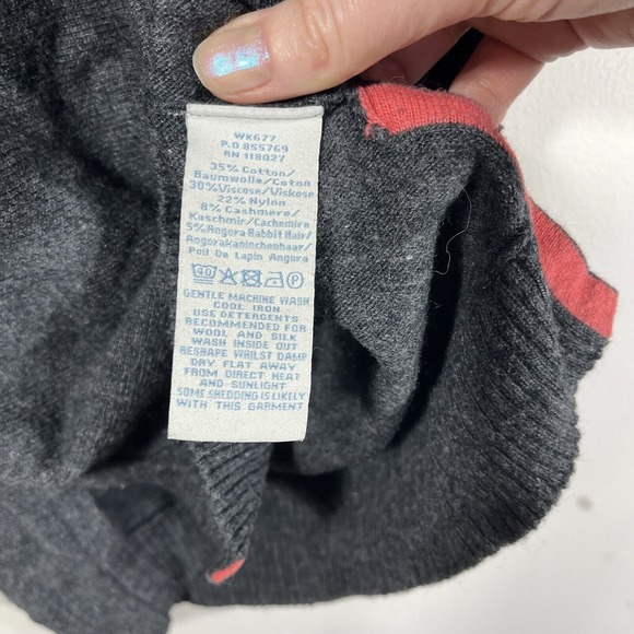 Boden Gray Cowl‎ Neck Short Sleeve Cashmere Angora Blend Long Sweater Women's 2 - Picture 5 of 6